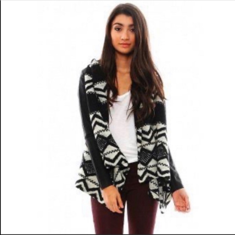 Dolce Vita Hooded Leather Sleeve Jacket XS